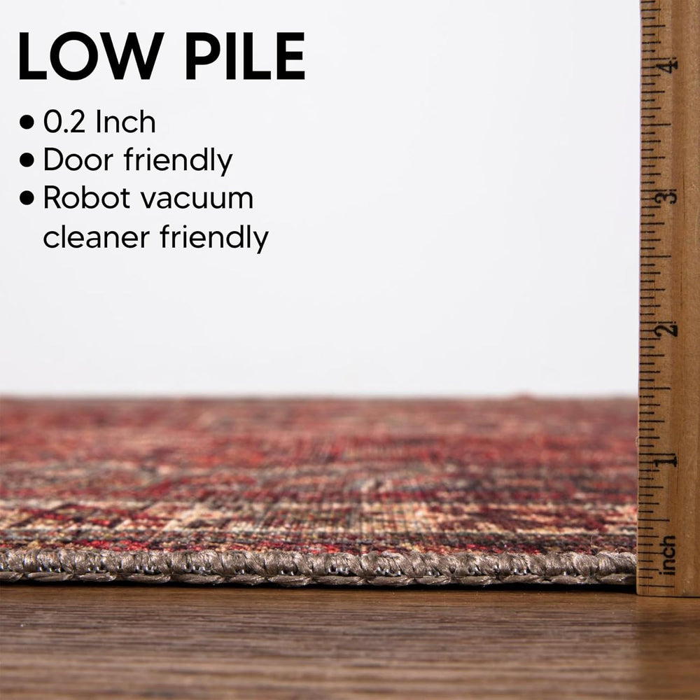 Keen Home Design Vintage Washable Runner Rug, Non-Slip Low Pile, 2x7