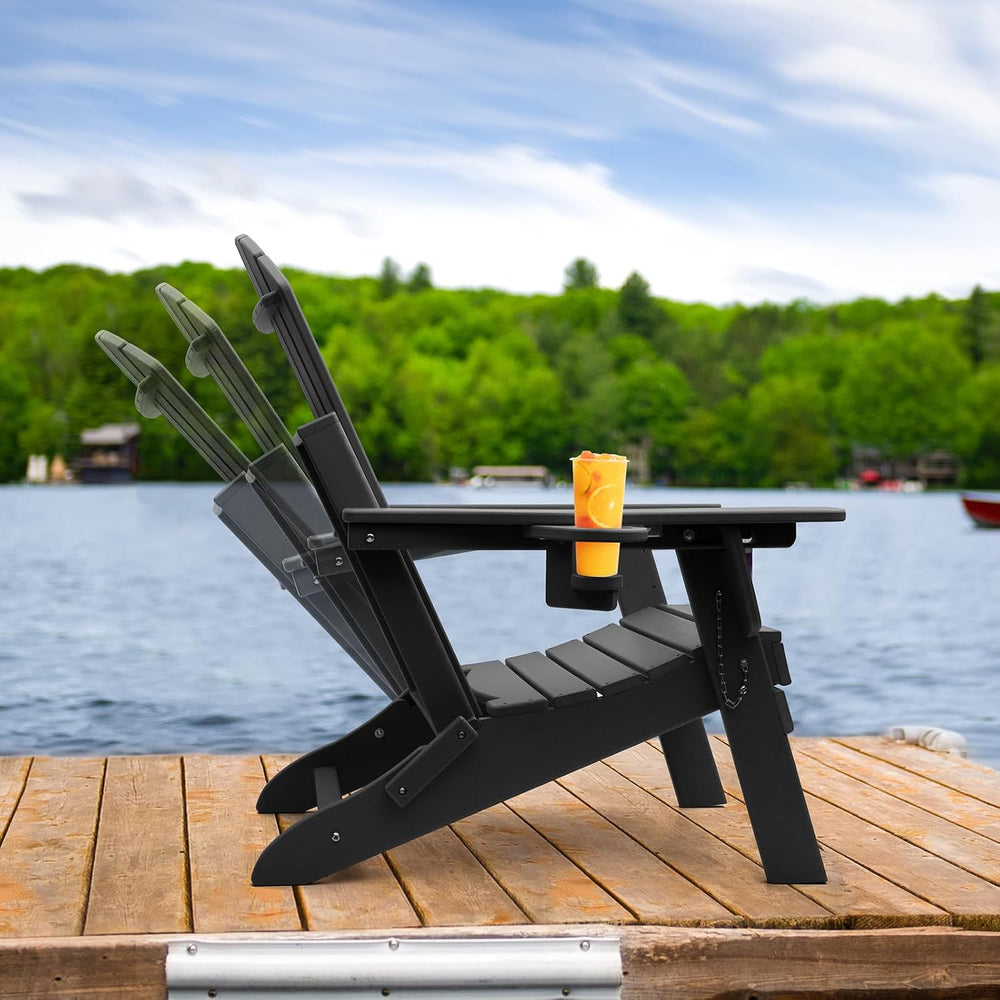 Oversized Folding Adirondack Chair Set of 4 with Adjustable Backrest 400LBS
