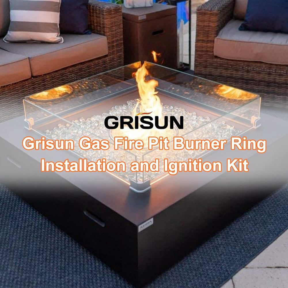GRISUN 12 Inch Fire Pit Burner Ring Kit, DIY Round Gas Fire Pit Kit