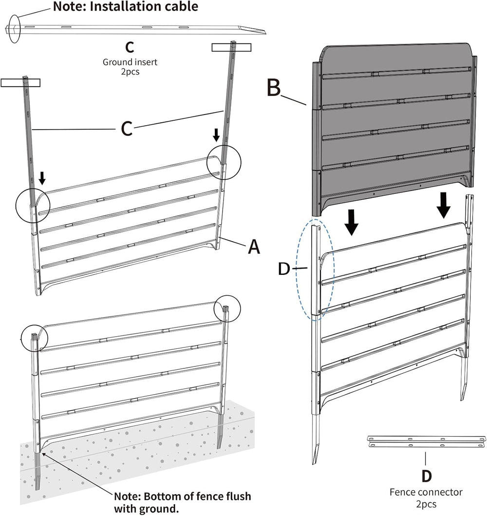 ZZM White Privacy Fence Panels (1 Panel) Outside Decorative Air Conditioner F...