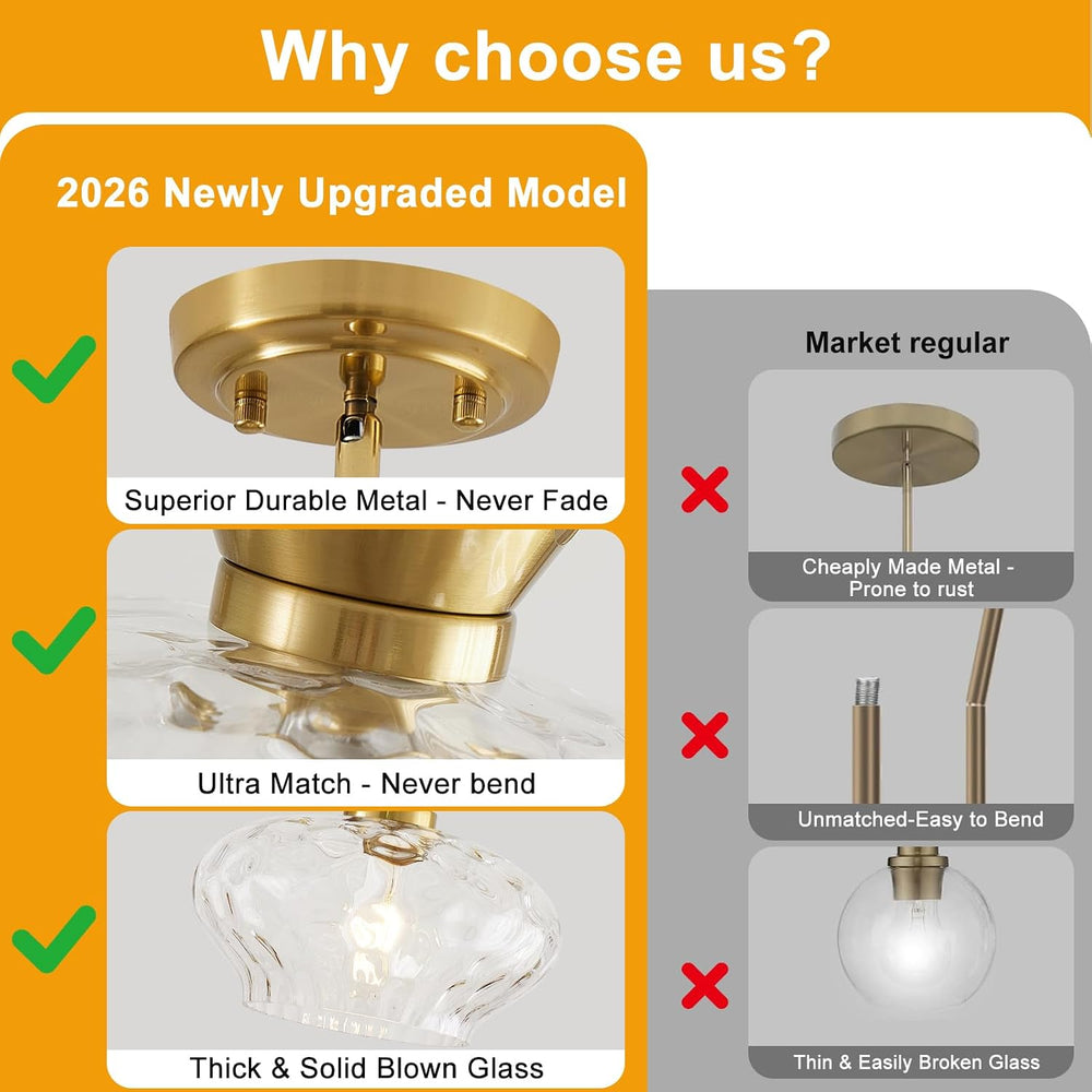 Modern Pendant Lights Kitchen Island, Brushed Gold Pendant Light Fixtures wit...