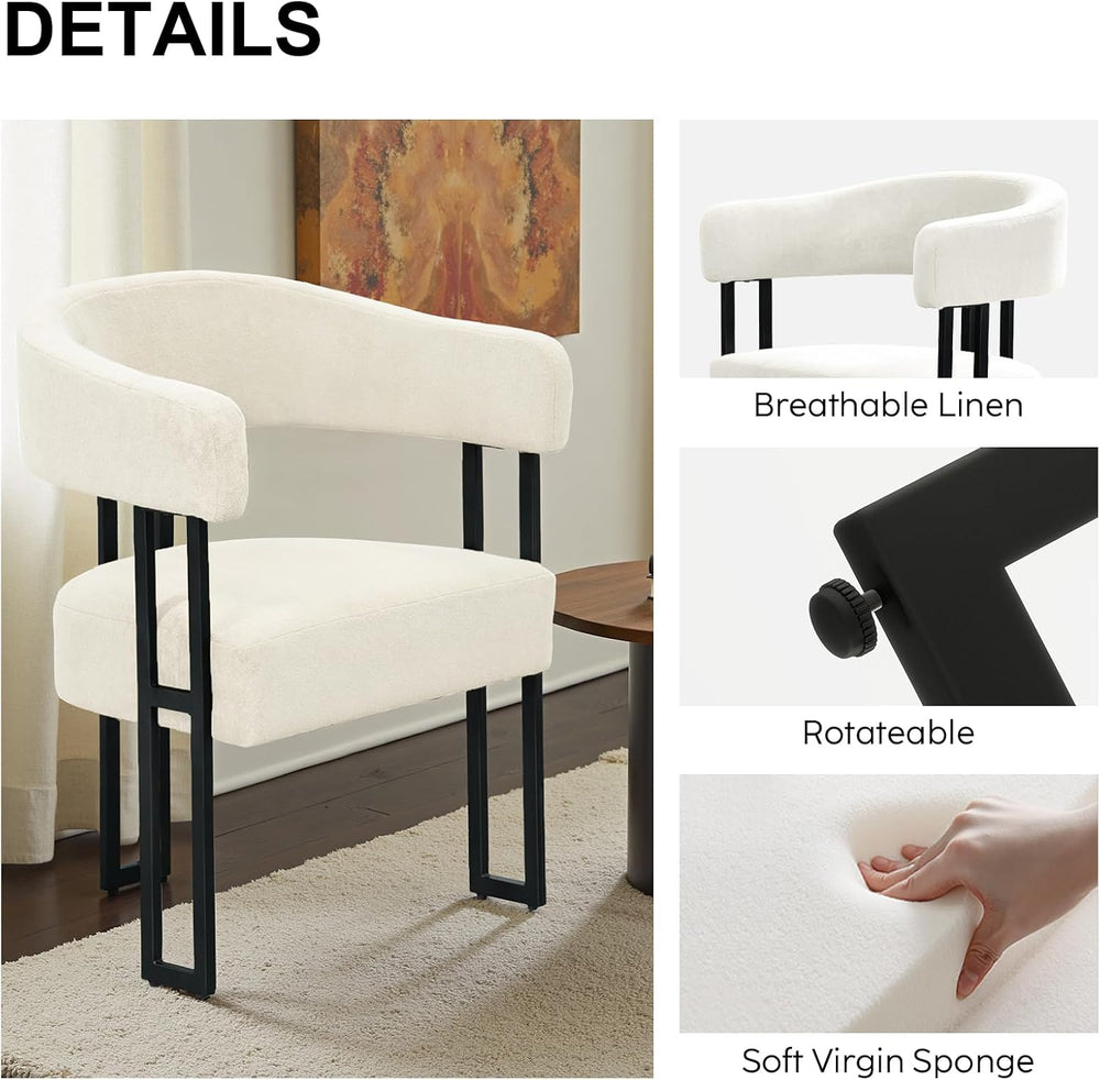 Dining Chairs Set of 6, Boucle Upholstered Kitchen Chairs with Metal Leg
