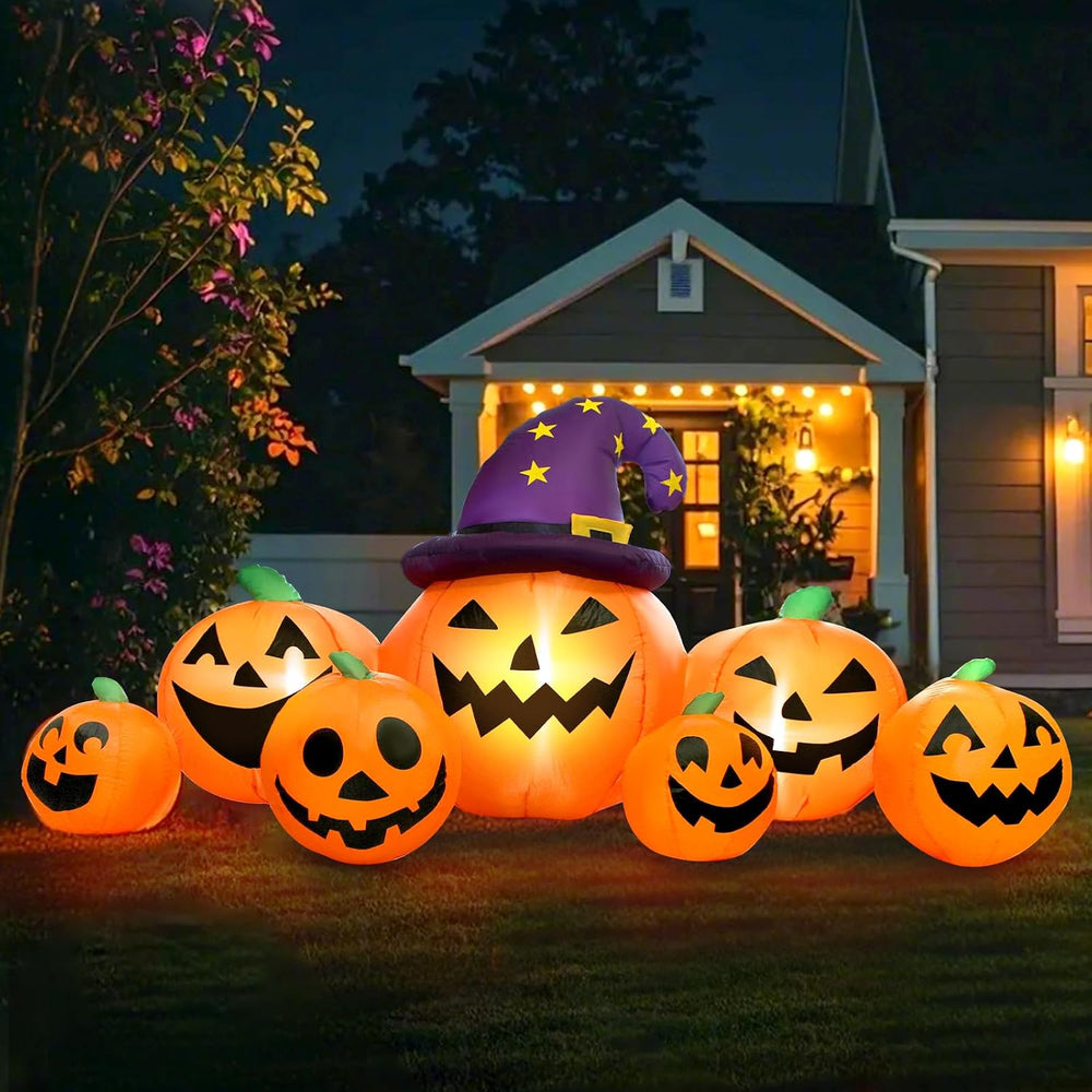 8FT Long Halloween Inflatables Pumpkin Outdoor Decorations, Halloween Blow Up...