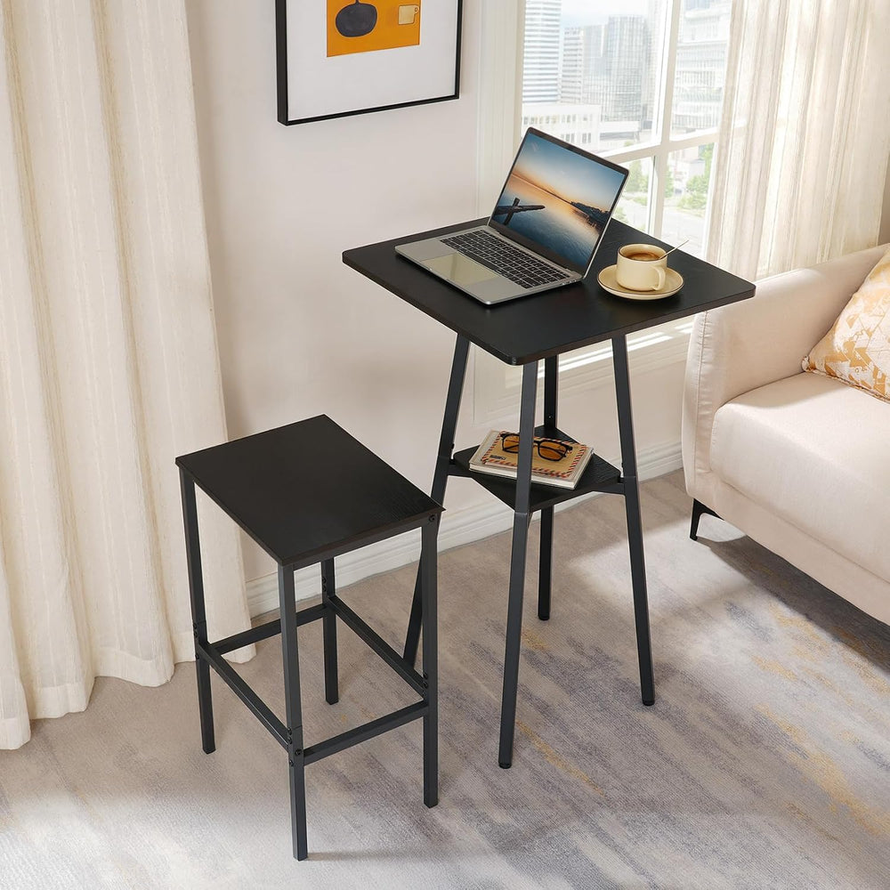 HOOBRO Bar Table, 2-Tier High Top Pub Table, Counter Height Table with Storag...