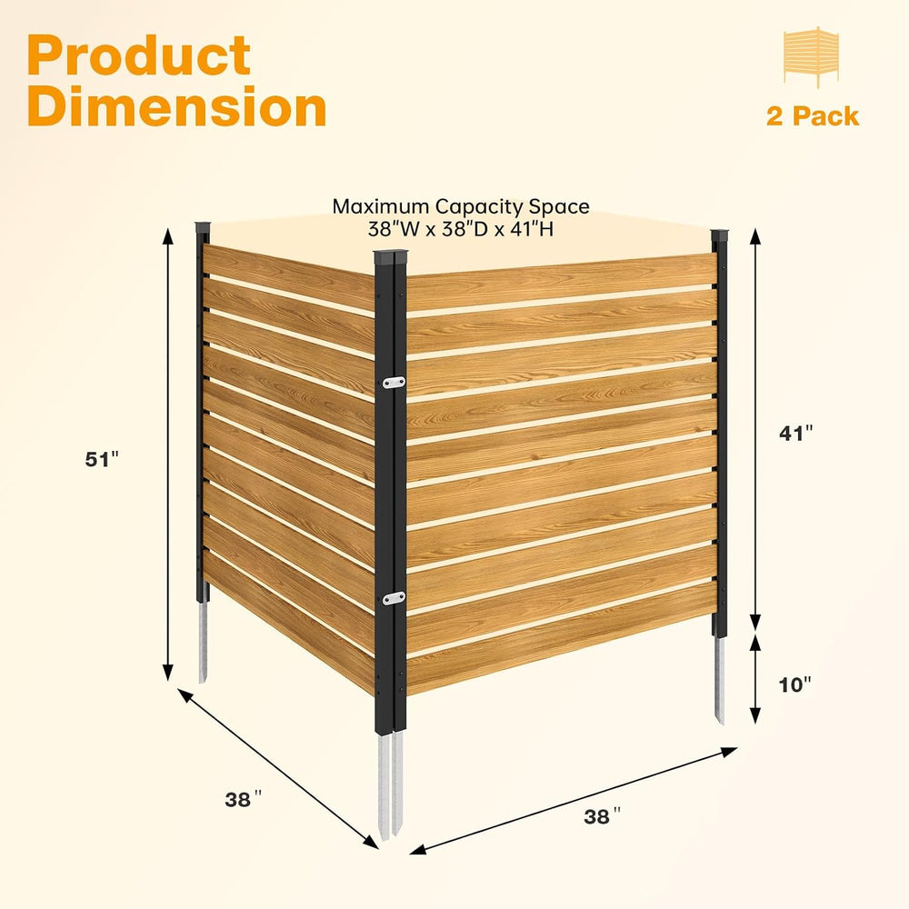 Aoxun 2 Panels Wood Privacy Screen, 41" x 38" No-Dig Air Conditione...