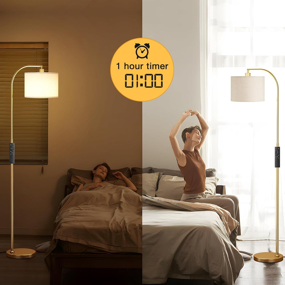 Ambimall Arc Floor Lamp with Remote and Stepless Dimmable Bulb, Colors Temper...