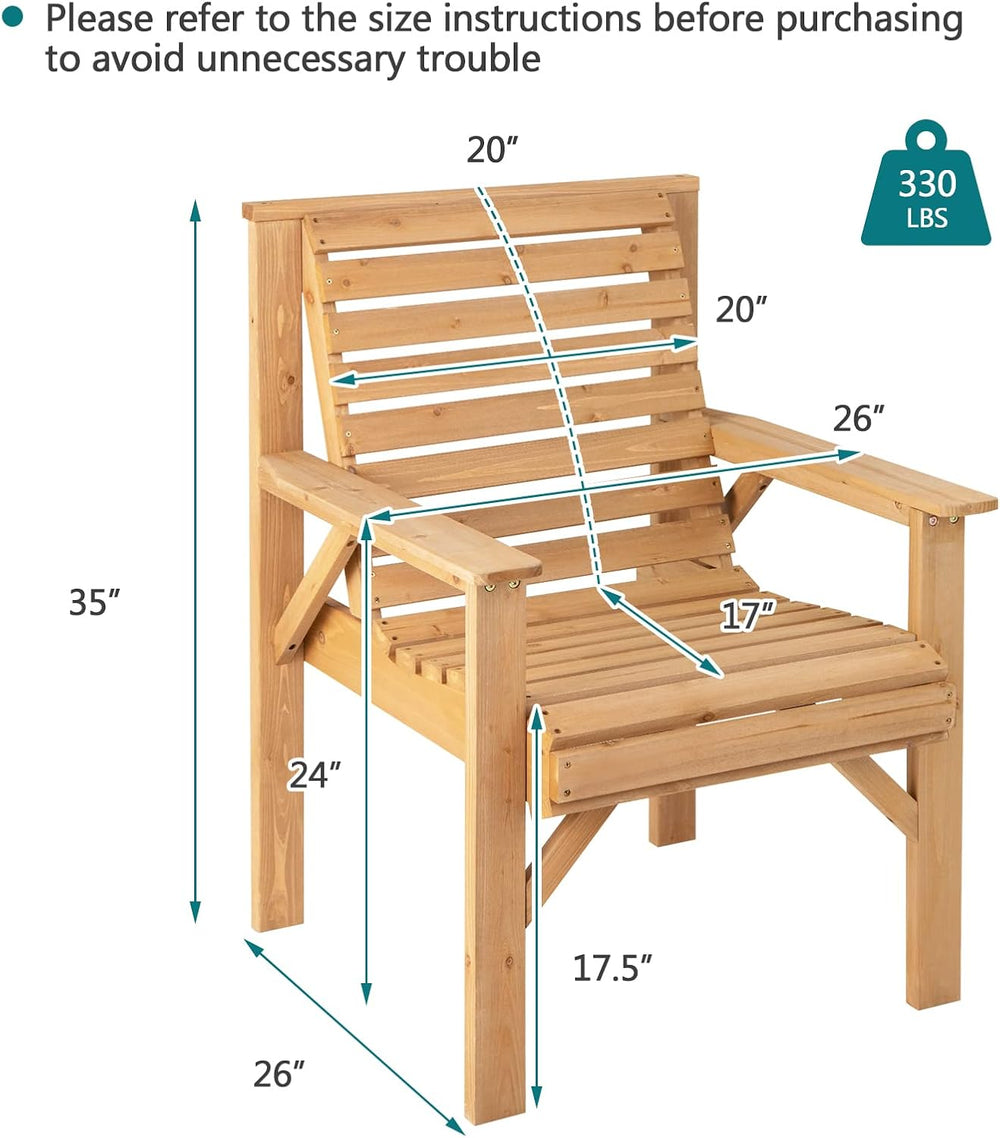GIANTEX Outdoor Patio Dining Chairs, Solid Wood Bistro Chairs, Inclined Backr...