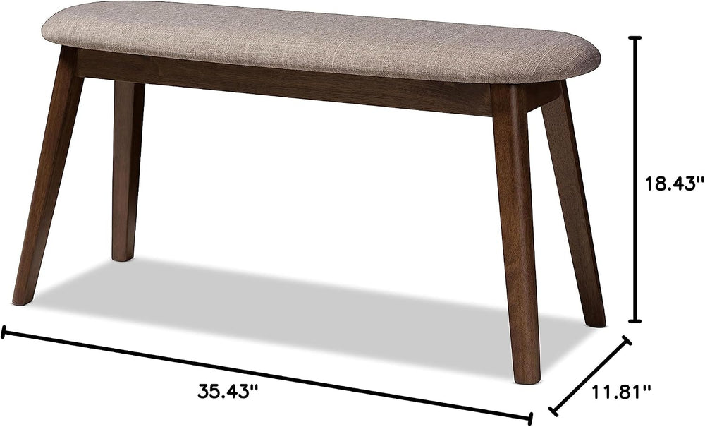 Baxton Studio Easton Mid-Century Modern Light Grey Fabric Upholstered Walnut ...