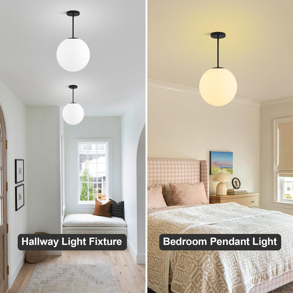11.8in Milk Glass Pendant Light, Large Mid Century Modern Pendant Lights Kitc...