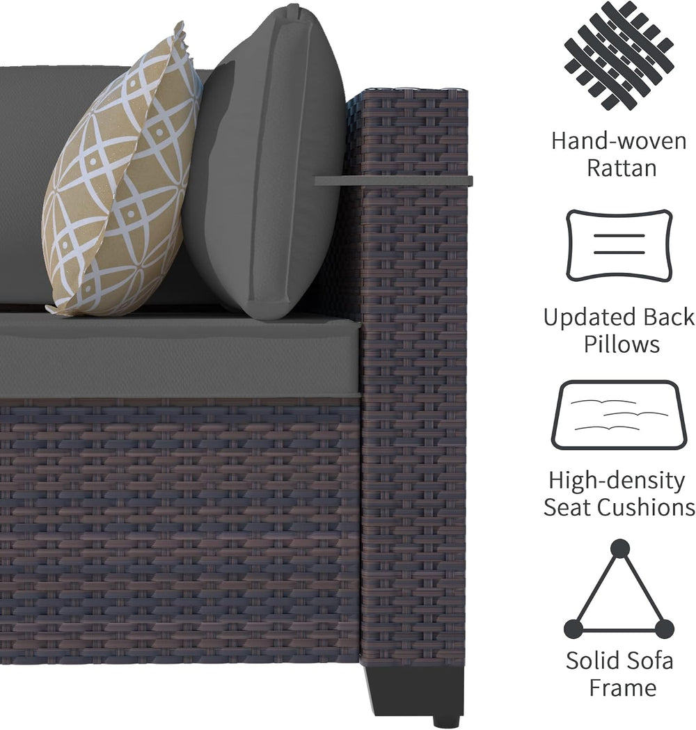 Outdoor Patio Furniture Set, 14 Pieces Outdoor Sectional Furniture Patio Sofa...