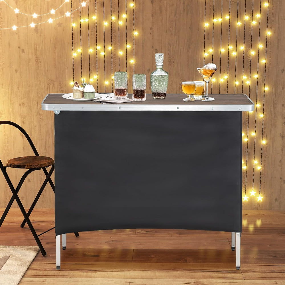 COSTWAY Portable Bar Table for Events, 43.5” x 15” x 34.5”(1, Brown)