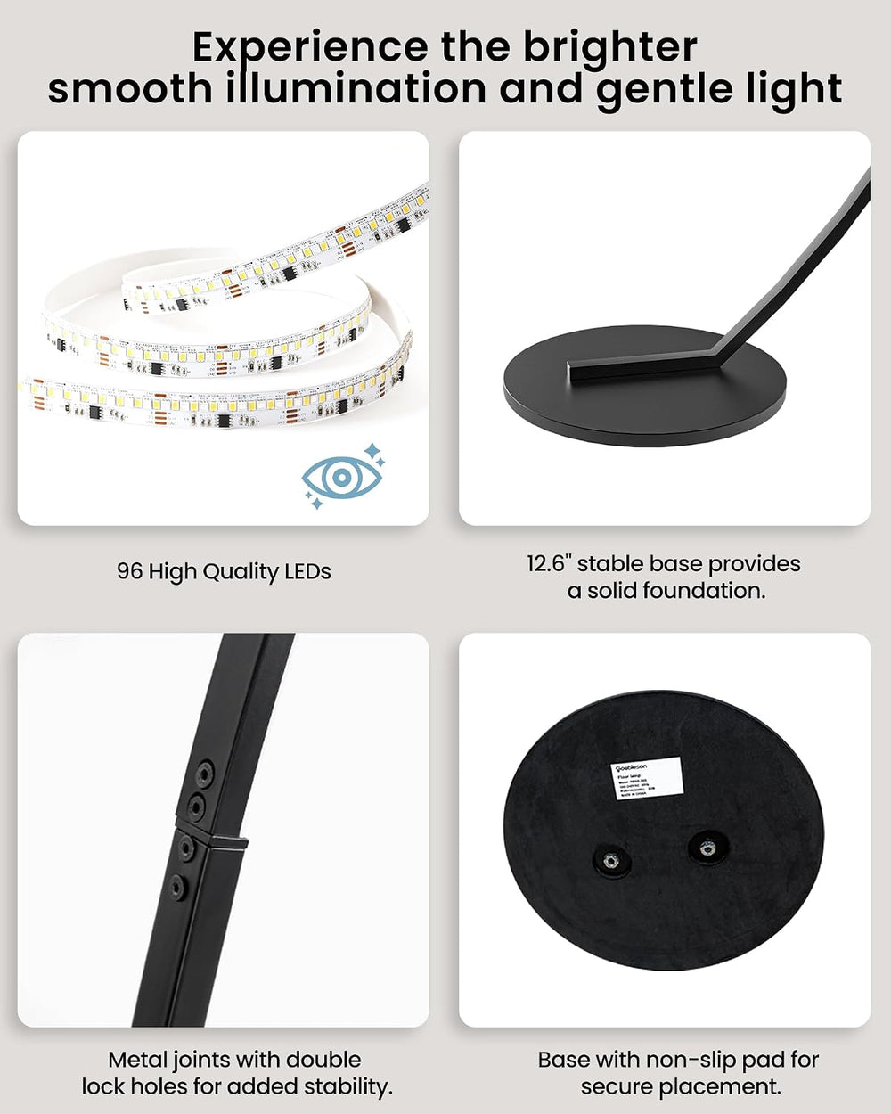 75 inch Dimmable LED Arc Floor Lamp for Living Room with Foot and Remote Cont...