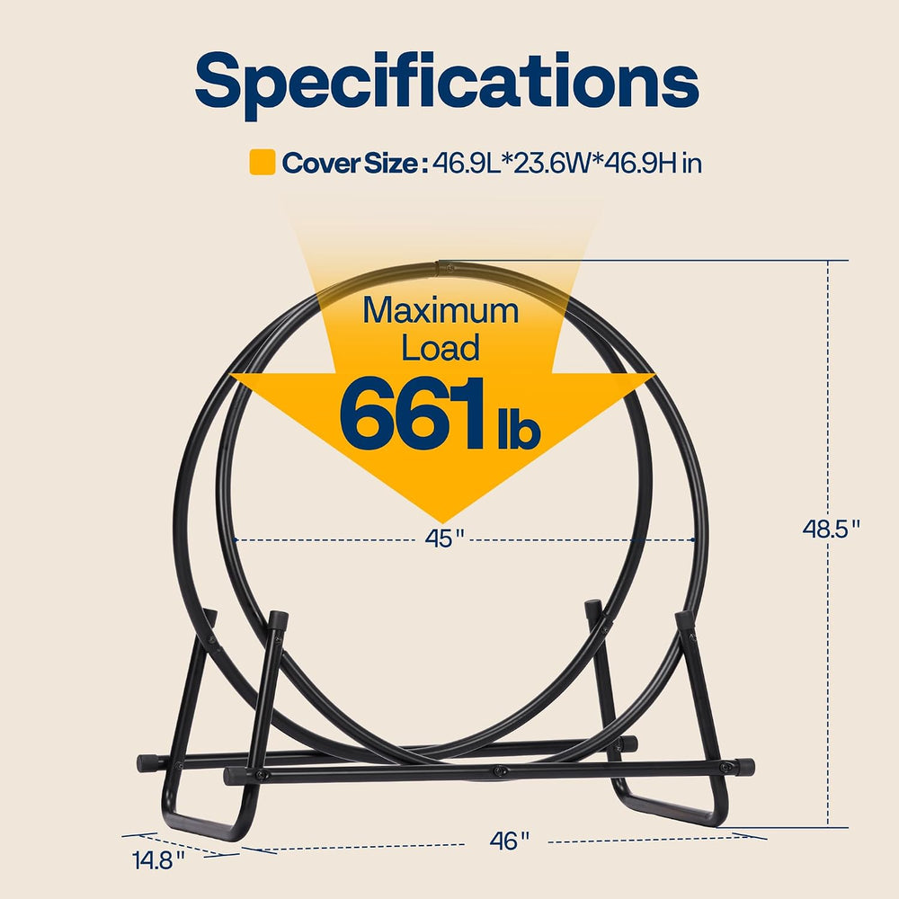 VIVOHOME 48 Inches Firewood Log Rack Hoop with Cover