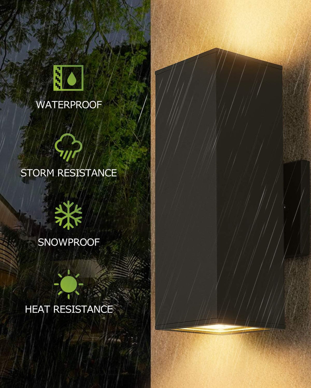 harriet Porch Lights Outdoor Modern - IP64 Waterproof Aluminum and Tempered G...