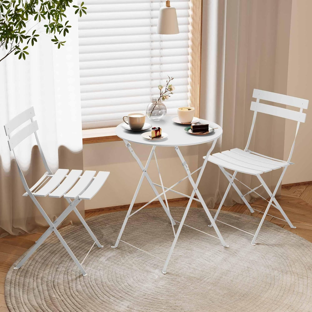 LAUSAINT HOME 3-Piece Steel Folding Bistro Set, Premium Weather-Resistant Pat...