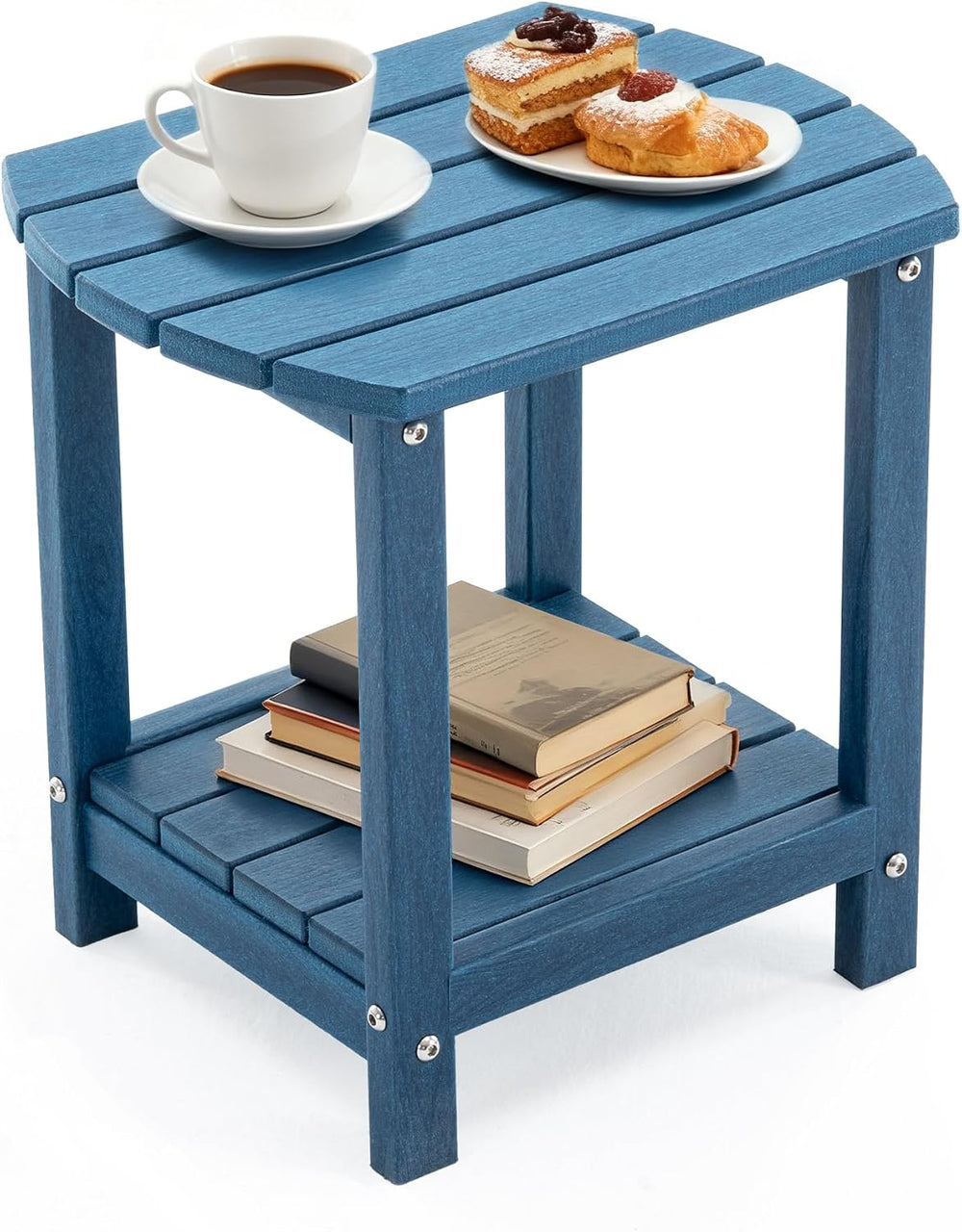 Adirondack Small Outdoor Side Table - Weatherproof HDPE Patio End Table with ...