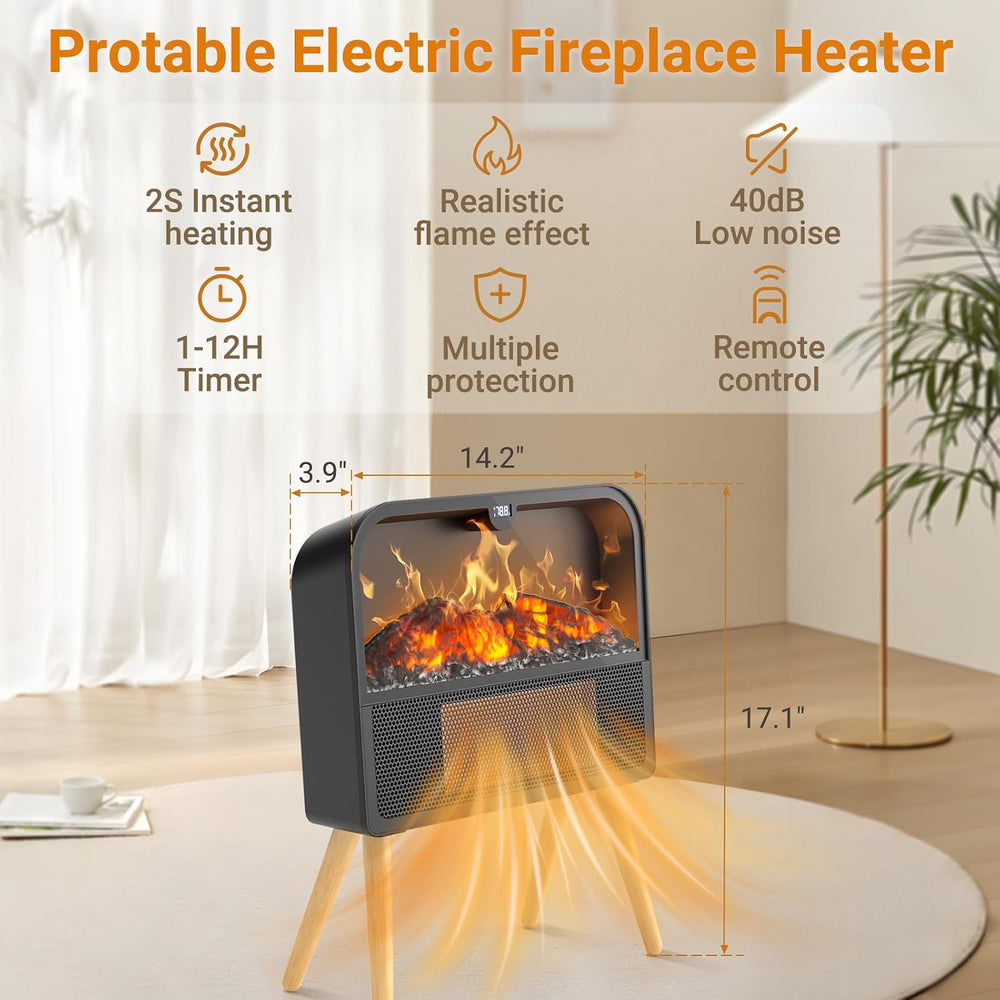 Electric Fireplace Heater, Ultra-Thin Electric Fireplace Stove with Realistic...