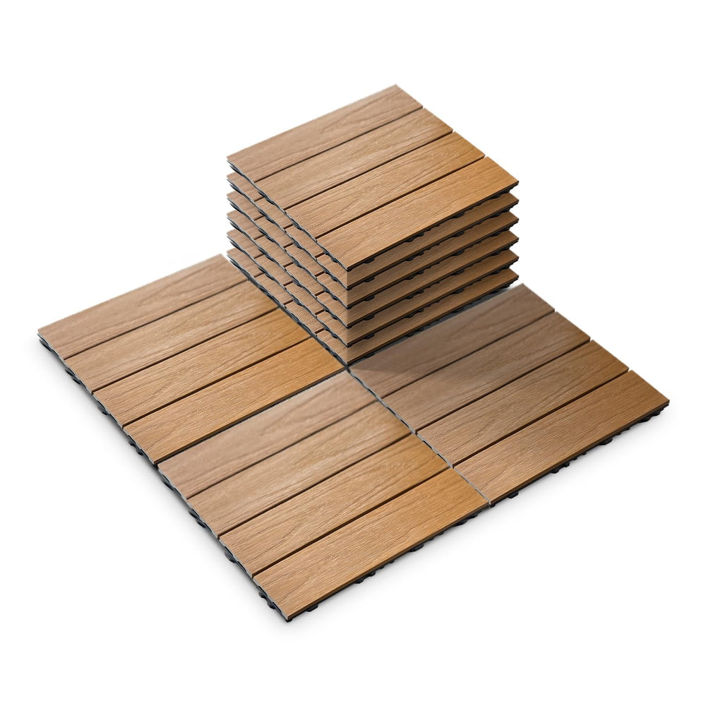 Interlocking WPC Decking Tiles – 12”x12” Rosewood Outdoor Flooring, Waterproo...