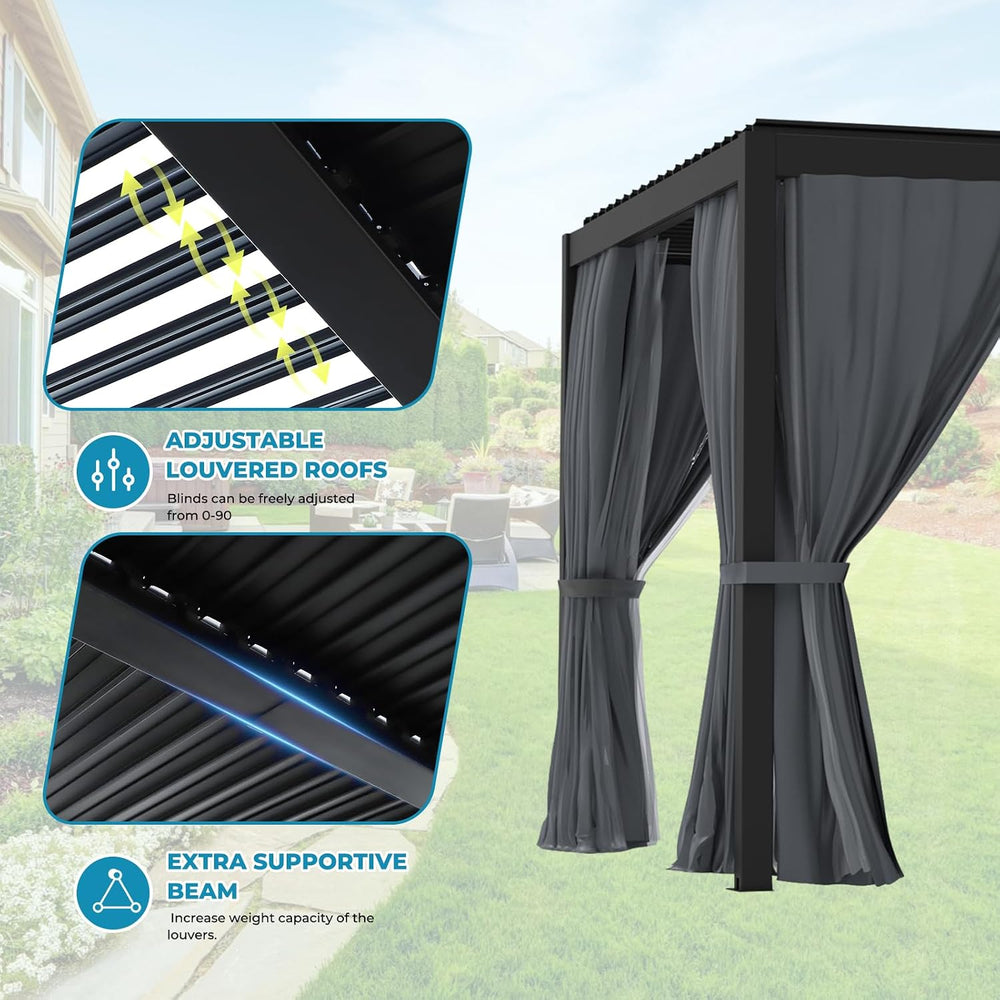 LVUYOYO Outdoor Louvered Pergola 10' x 13', Aluminum Pergola with Adj...
