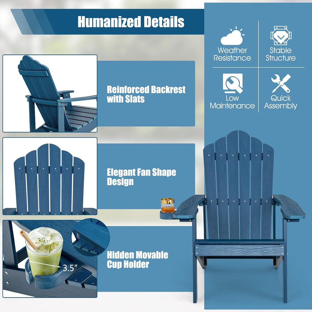 Giantex Outdoor Adirondack Chair - Oversized Patio Chairs w/Hidden Cup Holder...
