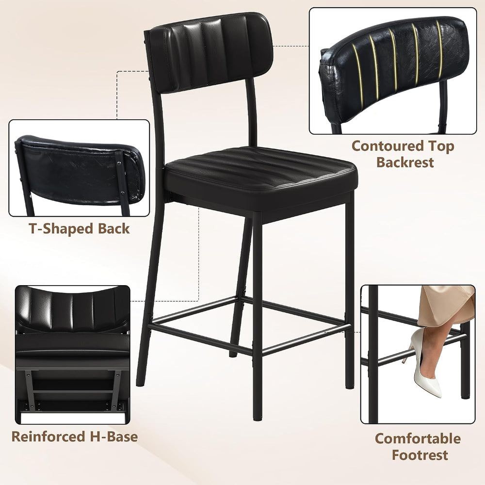 Einhomn Bar Stools Set of 2, 26'' Tall Counter Height Bar Stools, Uph...