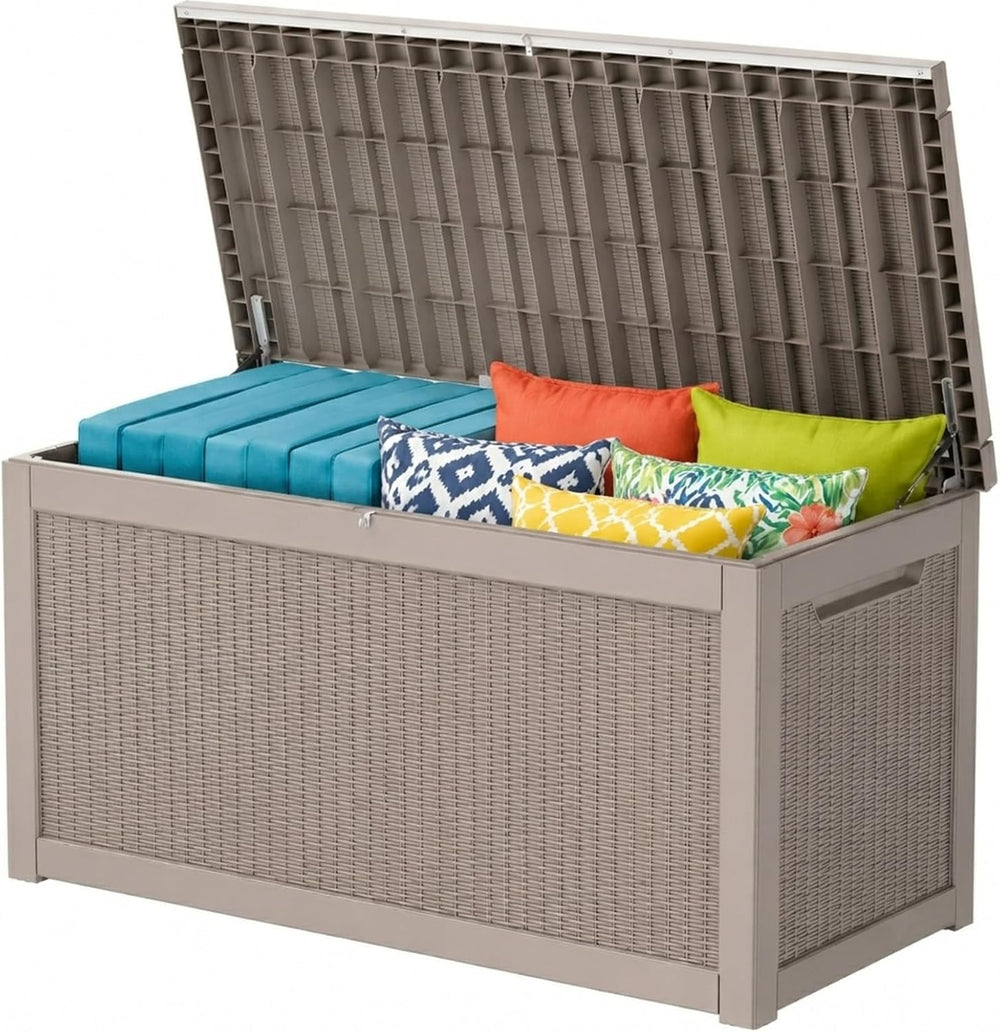 320 Gallon Outdoor Storage Box Resin Deck Box All Weather Waterproof Large Lo...