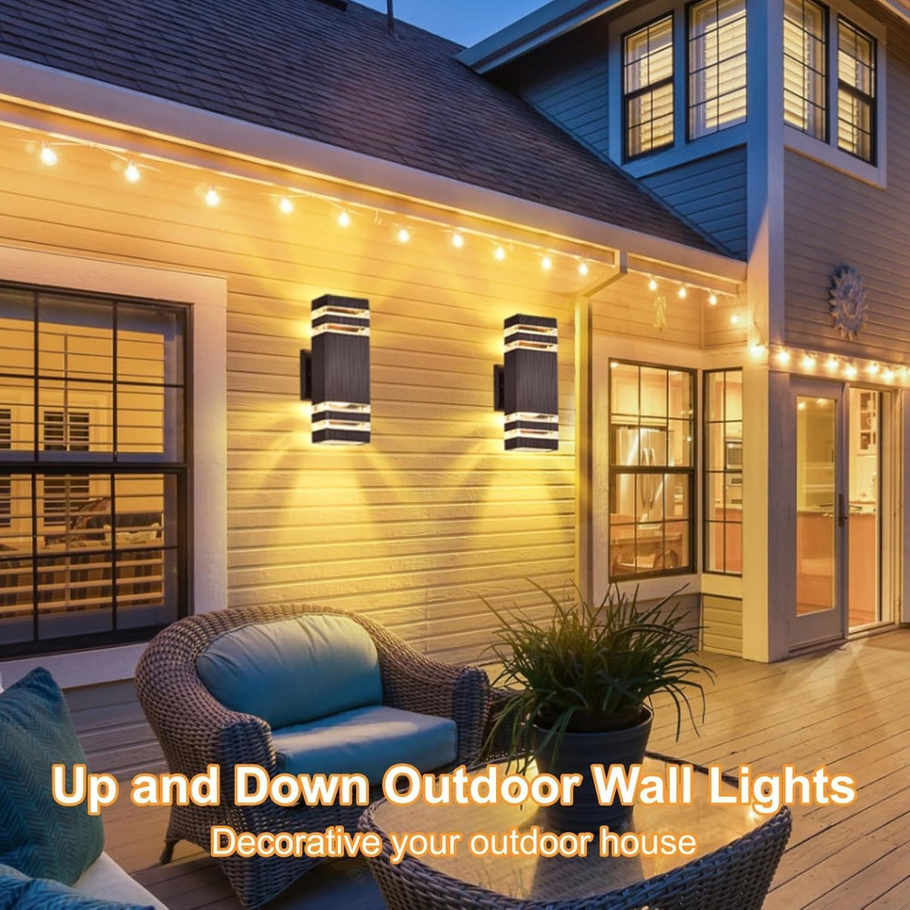 Outdoor Wall Lights, 3 Pack Modern Exterior Light Fixtures Wall Mount, Black ...