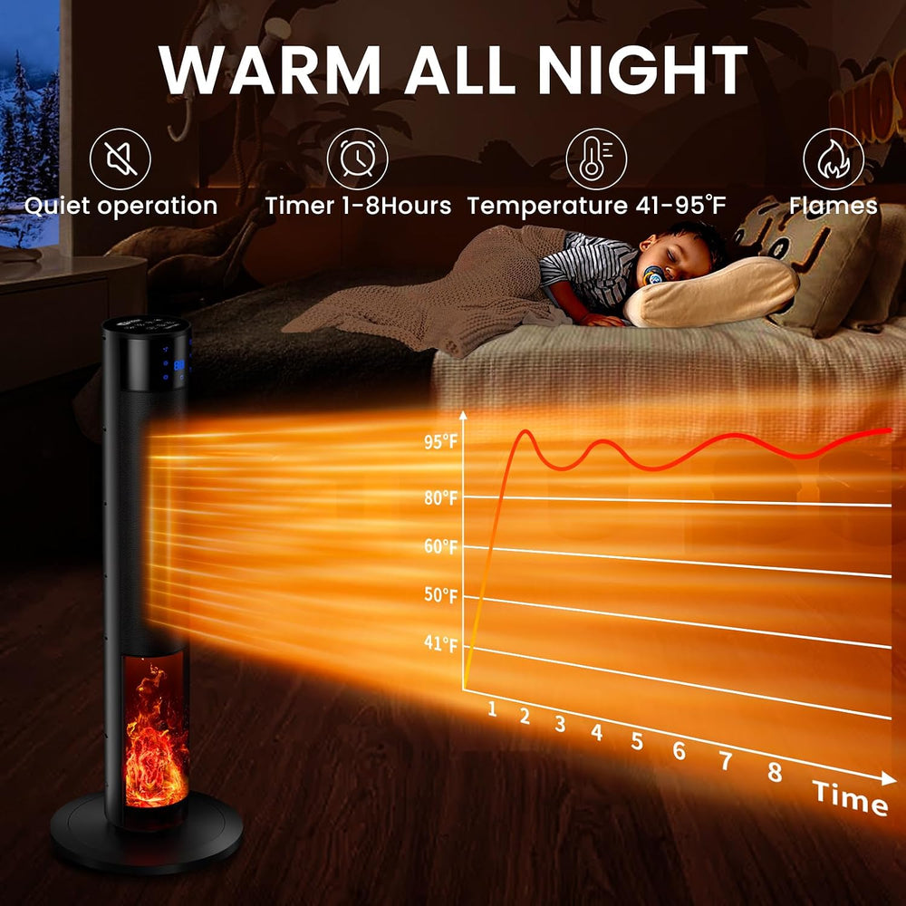 Portable 1500W Space Heater with Fireplace,70° Oscillating PTC Ceramic, 33.5i...