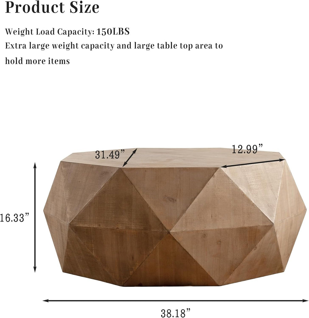 38" Modern Farmhouse Coffee Table, Drum Coffee Table for Office, Dining ...