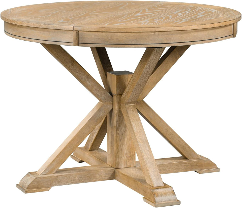 LUMISOL 5-Piece Solid Wood Dining Table Set for 4, Extendable Kitchen Table S...