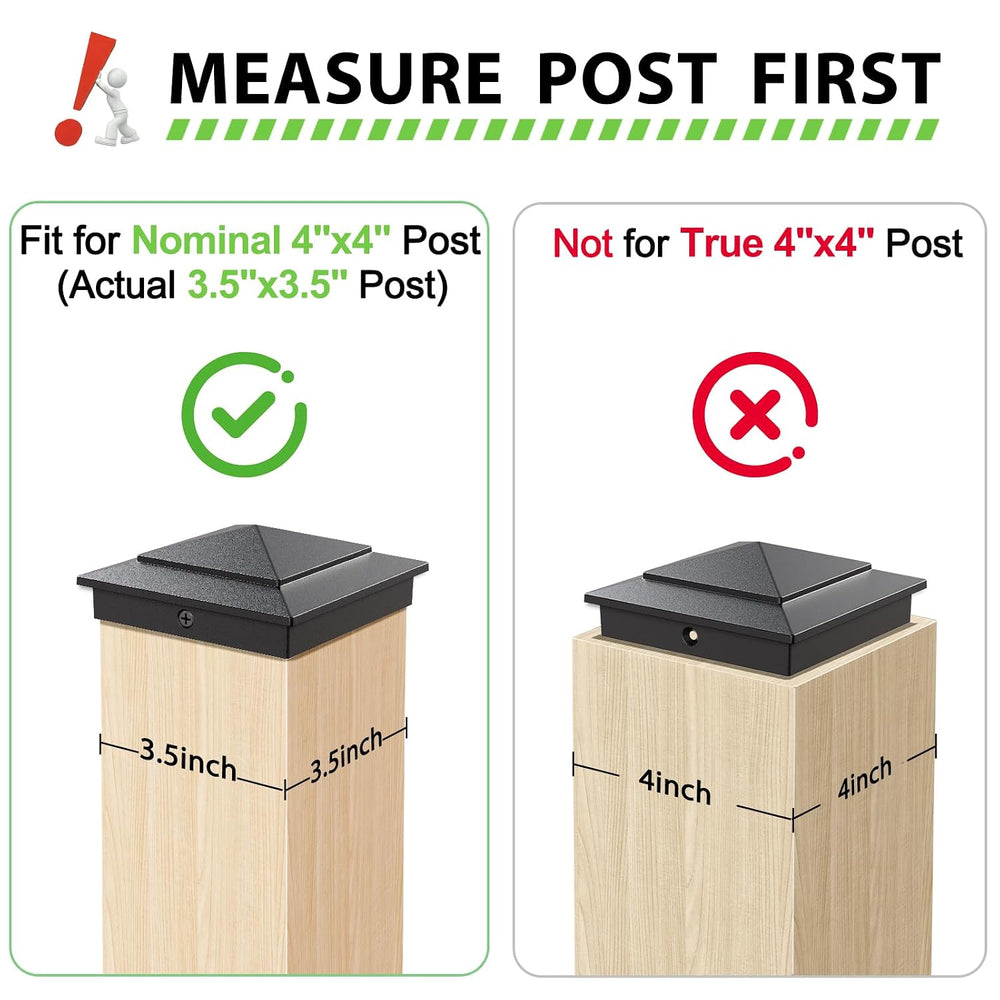 10 Pack 4x4 Post Caps, Aluminum Fence Post Cap for True 3.5"x3.5" W...