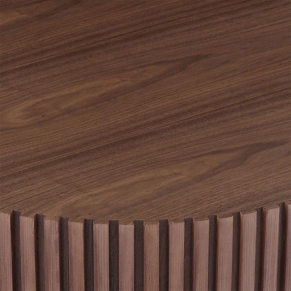 LKTART Round Coffee Table for Living Room, Accent Fluted Drum Coffee Table wi...