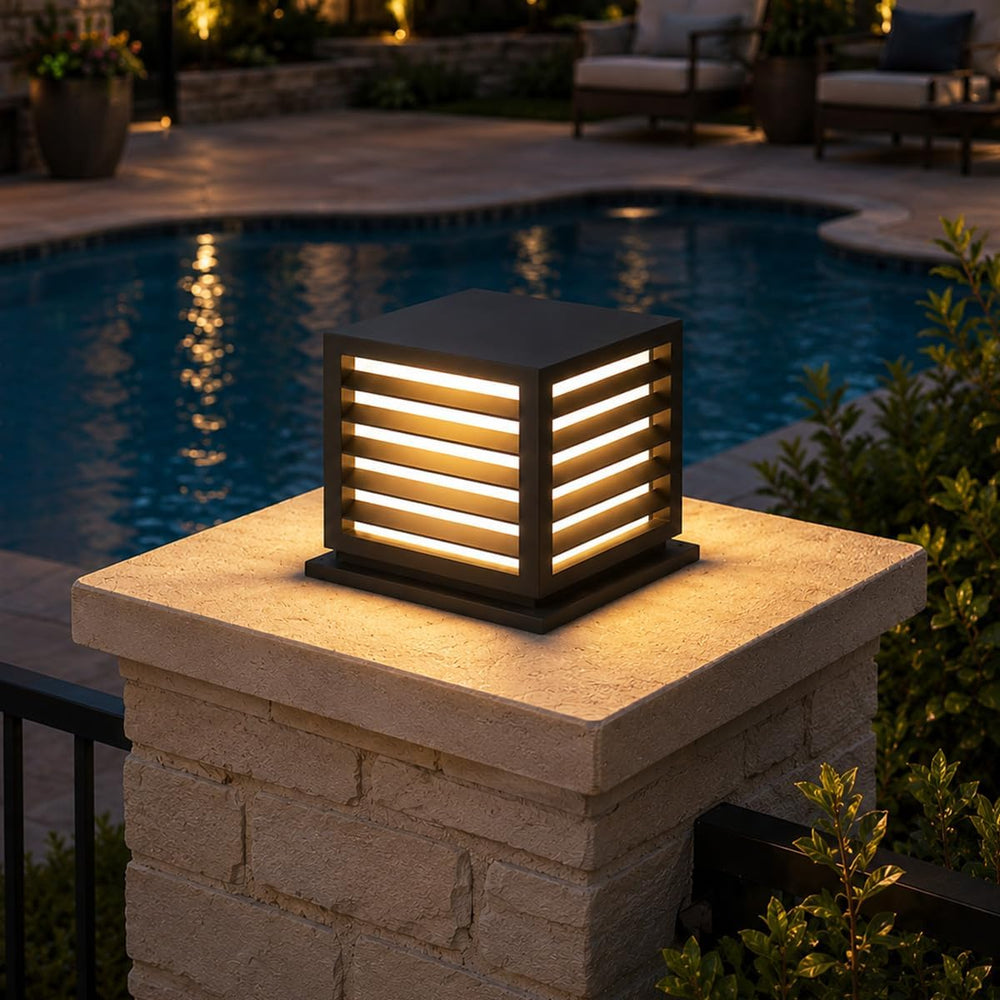 Outdoor Post Cap Lights, 9.8" × 8.3" Modern Luxury Post Lantern, Ma...