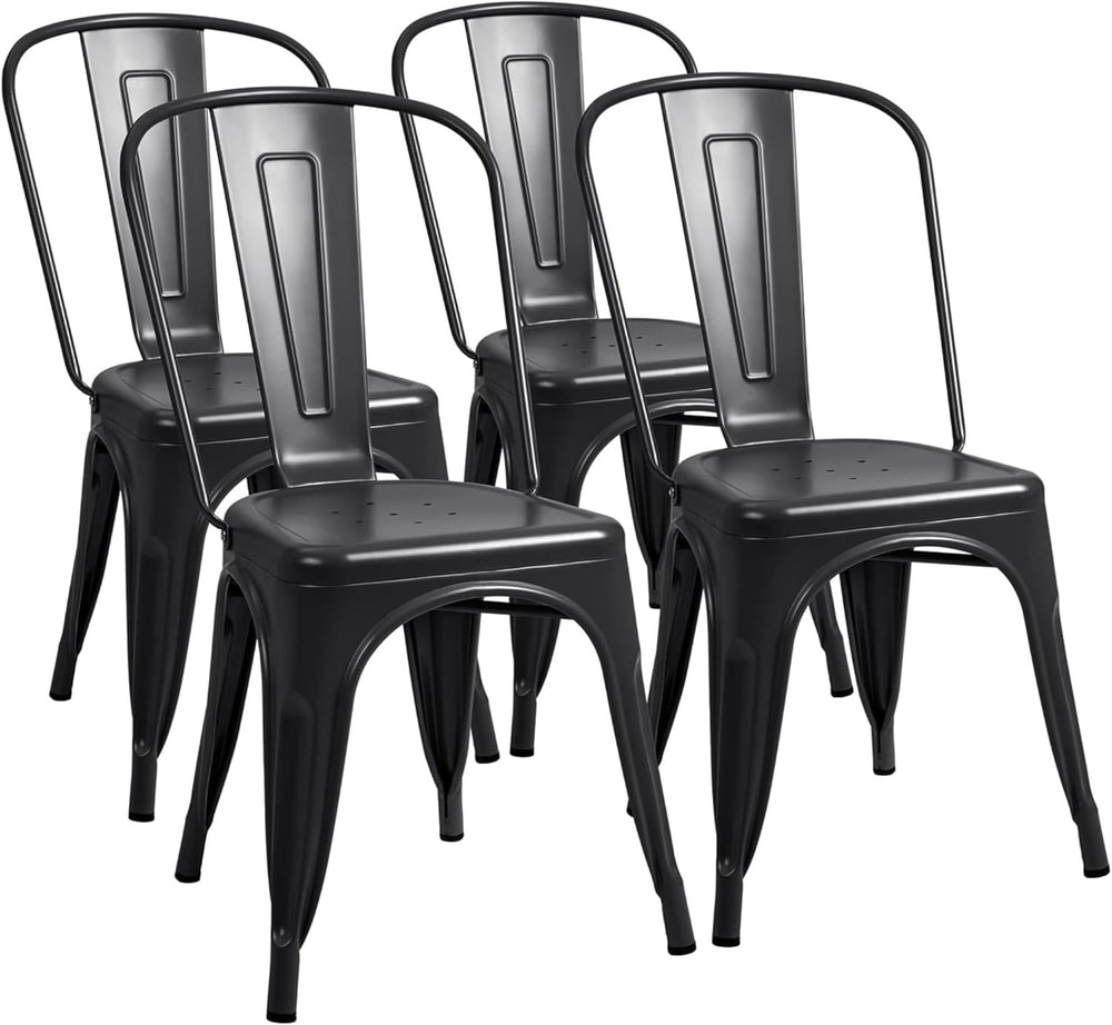 Furmax Metal Dining Chair Indoor-Outdoor Use Stackable Classic Trattoria Chai...