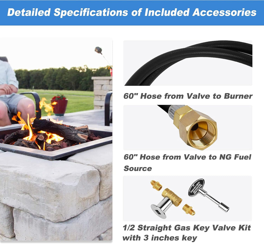 Skyflame Natural Gas Connection Hose, Complete NG Fire Pit Installation Kit