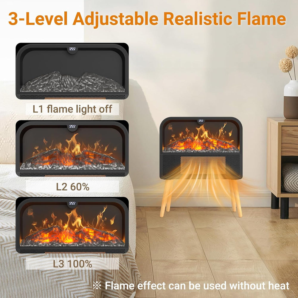 Electric Fireplace Heater, Ultra-Thin Electric Fireplace Stove with Realistic...