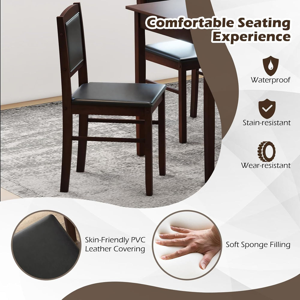 Giantex 5-Piece Dining Table Set for 4, Wooden Kitchen Table and Chairs with ...
