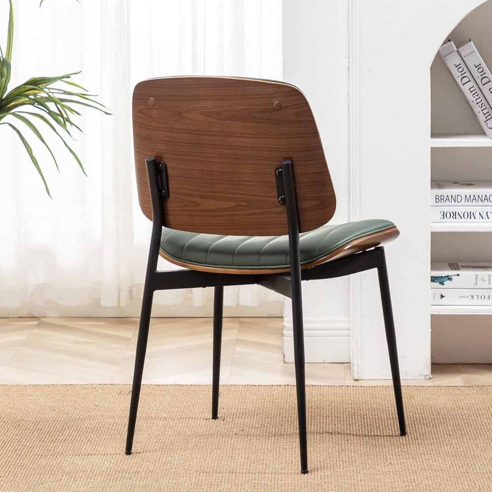 LUNLING Dining Room Chairs Mid Century Modern Retro Green Faux Leather Chair ...