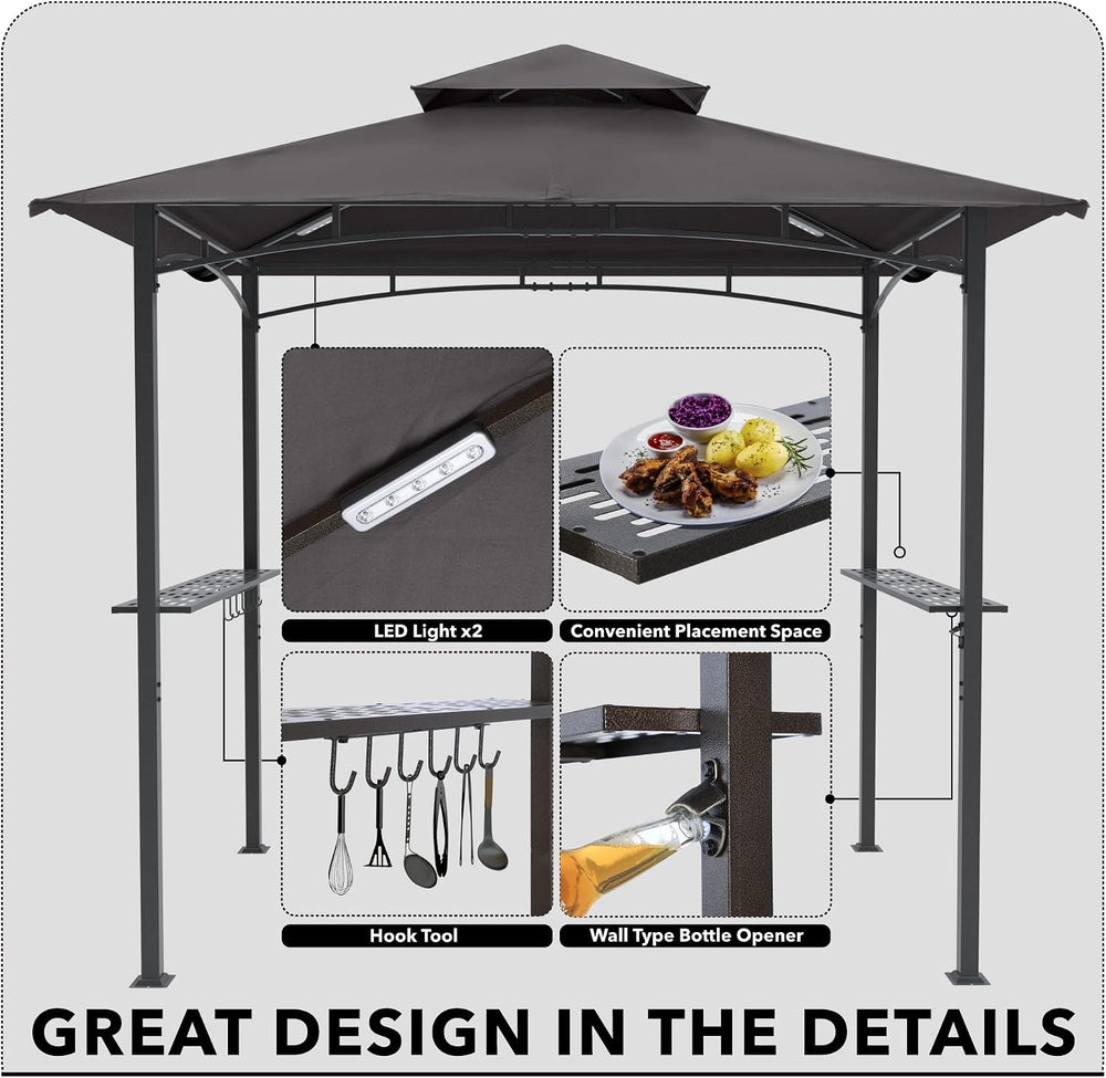MASTERCANOPY 8 x 5 Grill Gazebo Outdoor BBQ Gazebo Canopy with 2 LED Lights (...