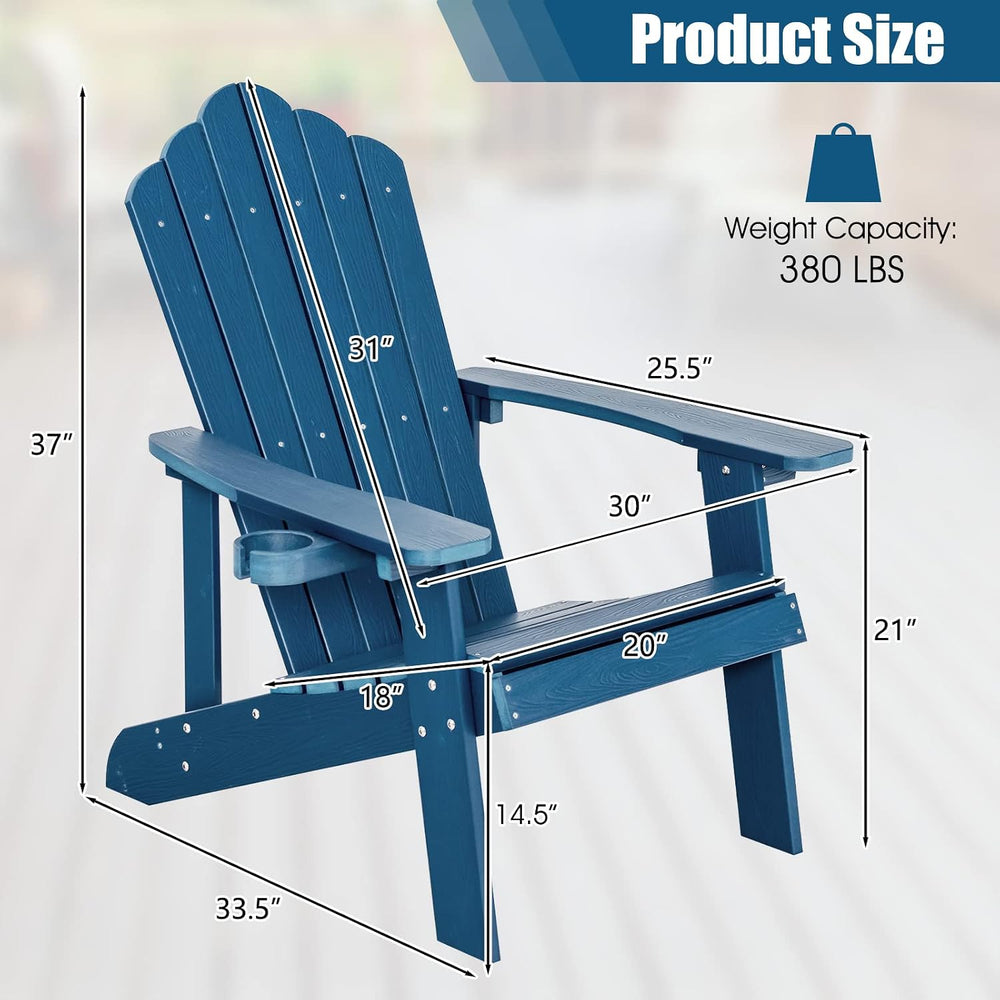 Giantex Outdoor Adirondack Chair - Oversized Patio Chairs w/Hidden Cup Holder...