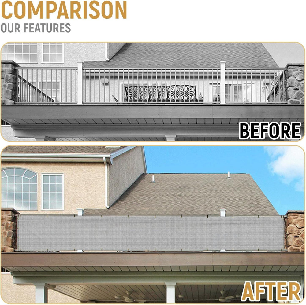 3' x 50' Balcony Privacy Screen Deck Patio Fence Cover, Gray