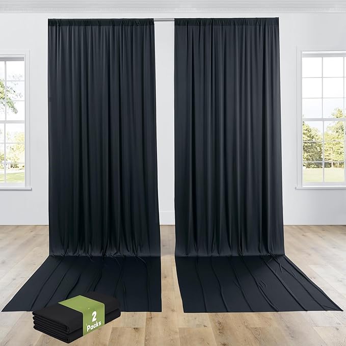 PartyVillage 10ft×15ft Black Backdrop Curtain for Halloween Parties, 2 Panels...