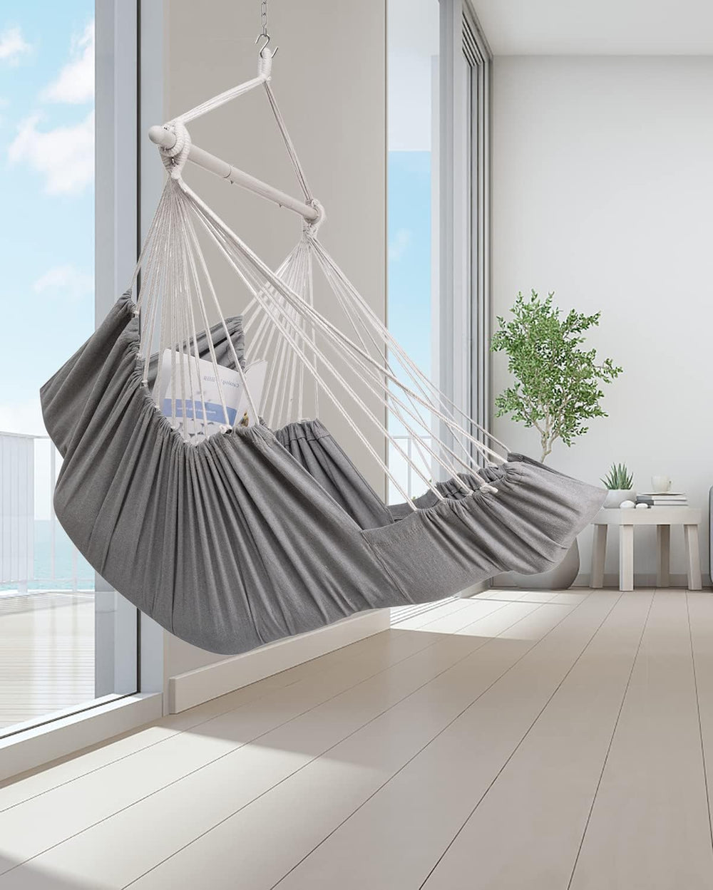 ADVOKAIR Hanging Hammock Chair Large Swing Chair with Foot Rest and Hardware,...