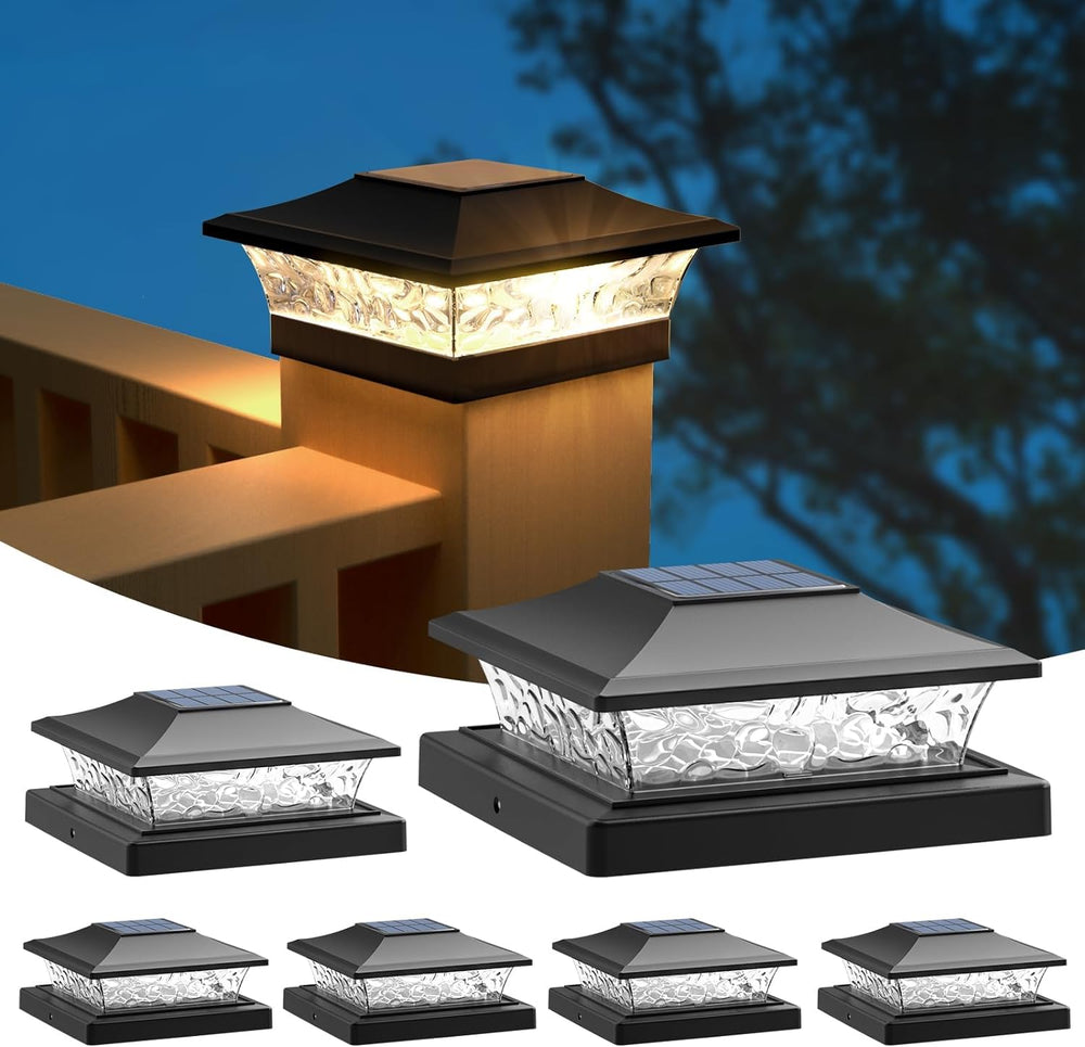 APONUO Solar Post Cap Lights 6 Pack for 4x4 5x5 6x6 Wood & Vinyl Fences -...
