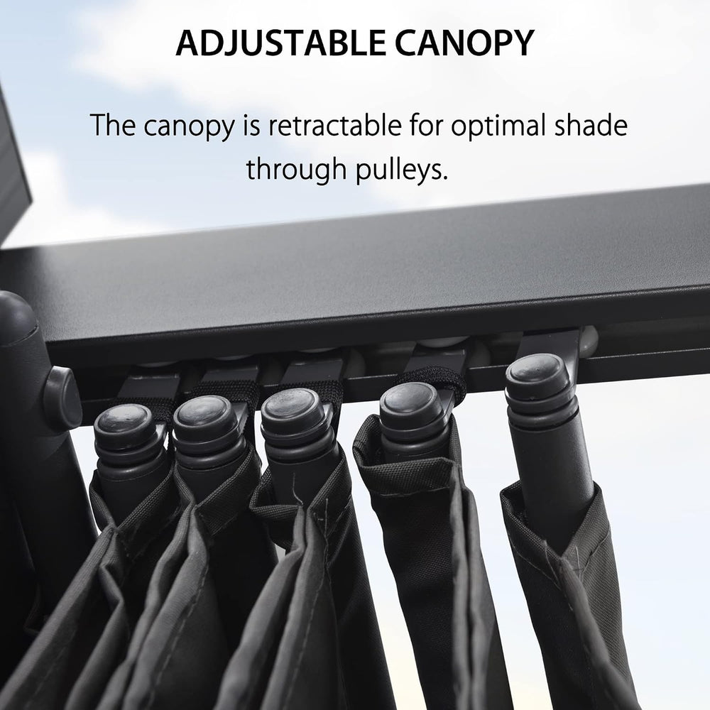 PURPLE LEAF Outdoor Pergola 12' X 16' Retractable Canopy Aluminum, Gray