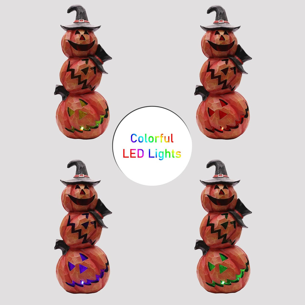 Light Up Evil Pumpkin 3-Layer Halloween Decoration 14 Inch Jack O' Stack