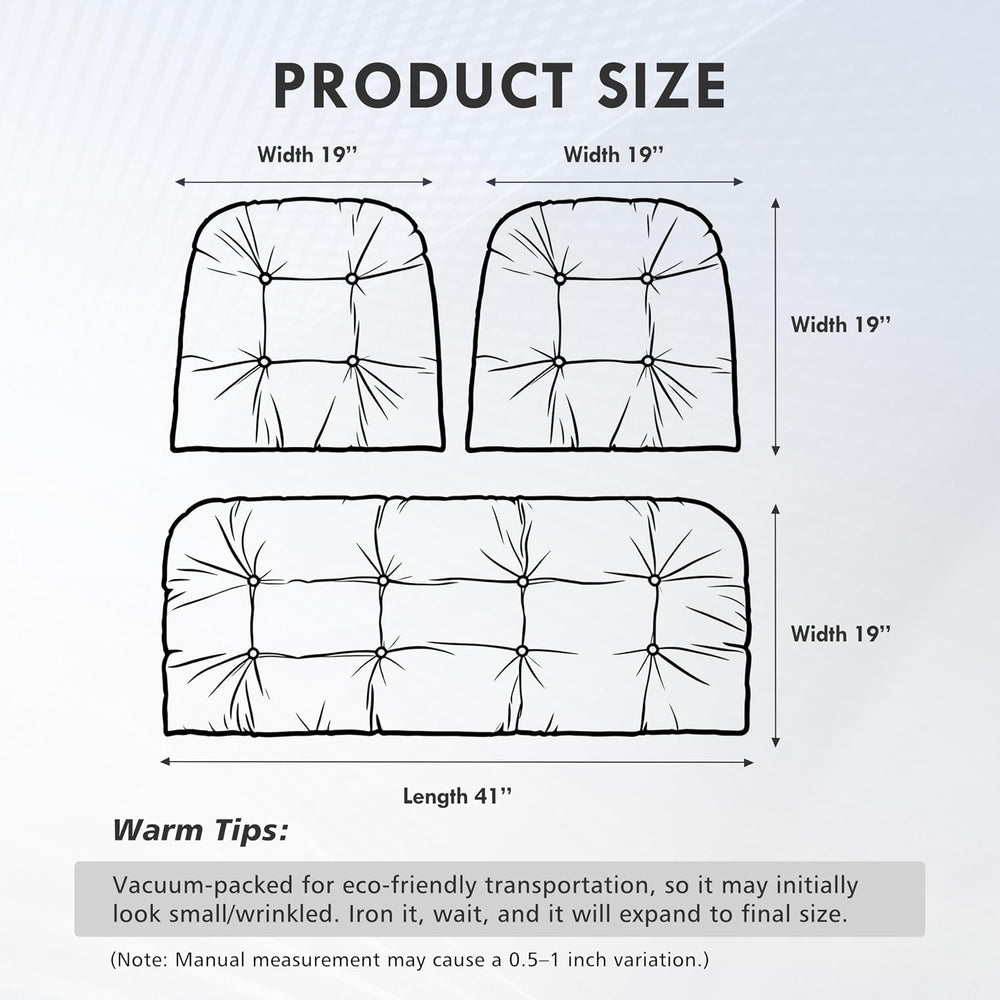 Outdoor Wicker Chair Cushions Set of 3, Waterproof Wicker Cushion for Patio F...