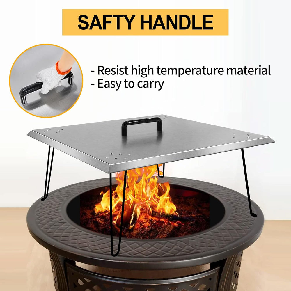 Heat Deflector 24x24x13 Inch, Stainless Steel Fire Pit Cover 1.5mm Thick, Squ...
