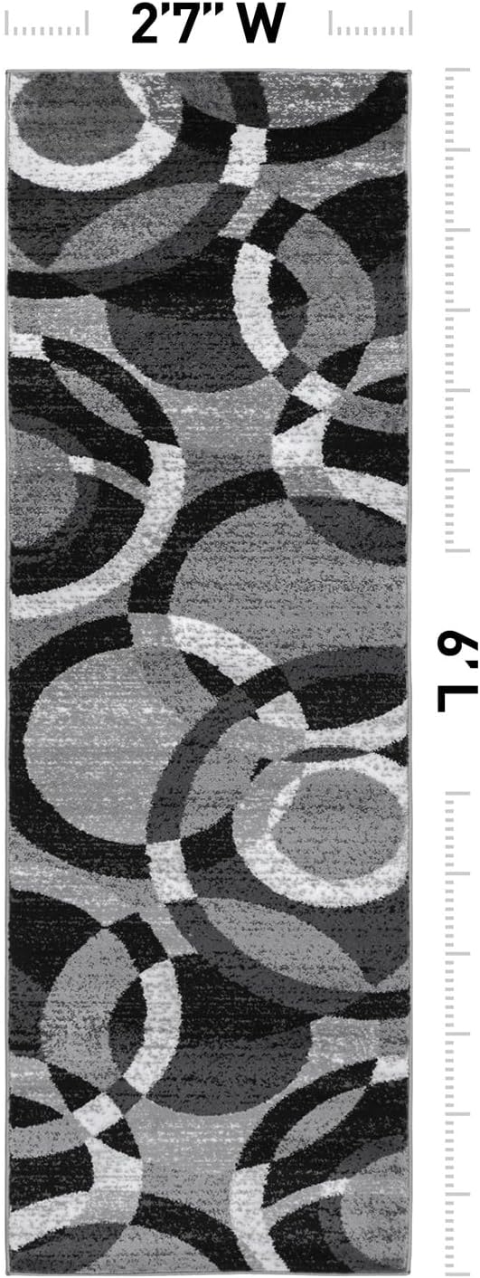 Rugshop Abstract Circles Contemporary Living Room Runner Rug Gray 2'7&quo...