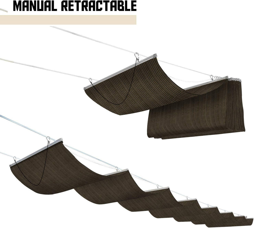 TANG 4' x 16' Pergola Cover Shade Canopy, Retractable Awning Sun Shad...